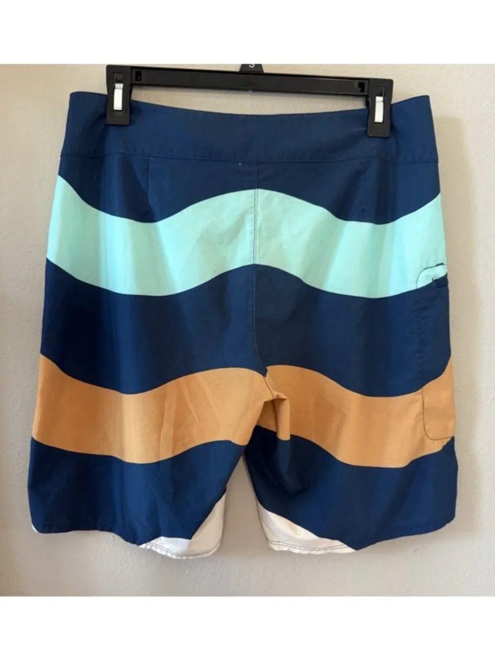 Patagonia Men's Stretch Planing Boardshorts Thick Wavy Stripe Blue Orange Sz 30